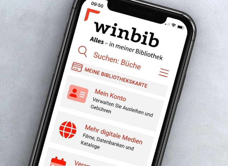 Telefon mit geöffneter winbib App