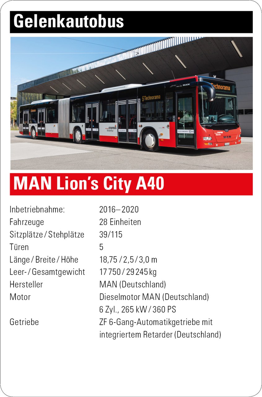 Gelenkautobus Lions City A40 der Firma MAN