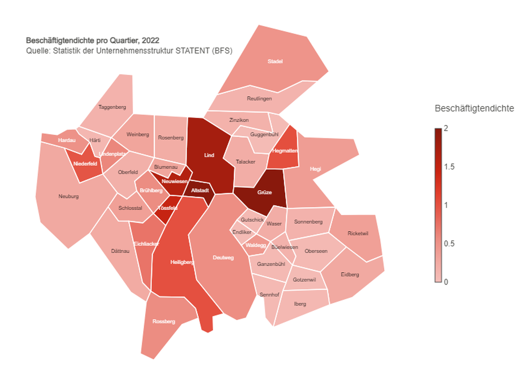 Beschäftigtendichte pro Quartier