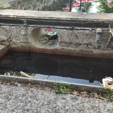Schützenweiher, Auslaufbauwerk. Vergrösserte Ansicht