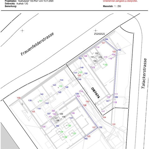 Datenaufbereitung Aushubplan. Vergrösserte Ansicht