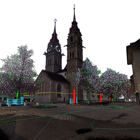 Stadtkirche mit Objekten. Vergrösserte Ansicht