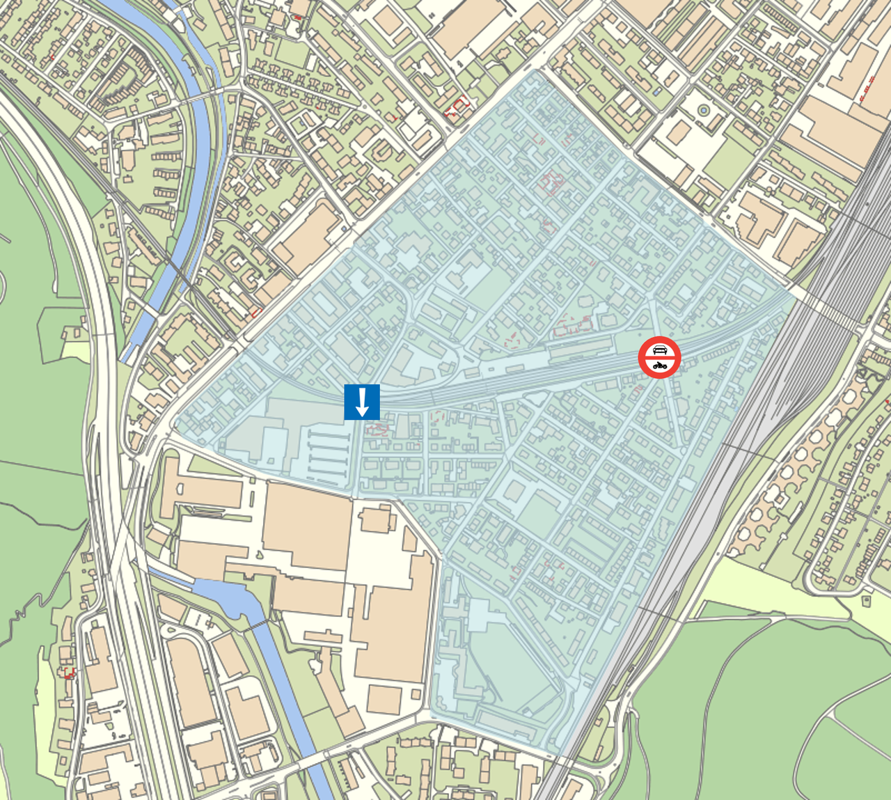 Geplante Massnahmen im Eichliacker-Quartier, um den Durchgangsverkehr zu unterbinden.